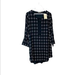 Soft Surroundings Black White Checker Tunic Top Size M